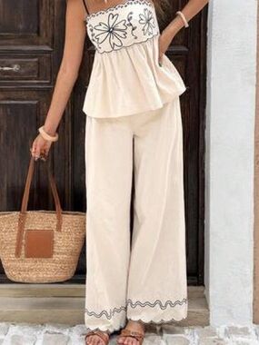 Cream Embroidered Set
